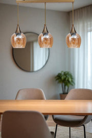 Candeeiro de Teto – Ø12 cm – Mel e Ouro – Metal e Vidro