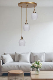 Candeeiro de Teto de Metal com Tampa de Vidro – Ø12 x 19 cm – Branco e Dourado