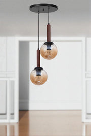 Candeeiro de Teto de Metal com Tampa de Vidro – 80 cm – Mel, Noz, Preto