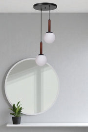 Candeeiro de Teto – Altura Ajustável 80 cm – Branco/Nogueira/Preto – Metal/Vidro