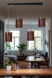 Candeeiro de Teto Elegante – 80 cm – Nogueira e Preto – Metal e Madeira