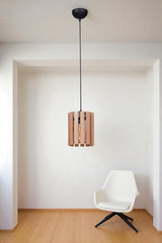 Candeeiro de Teto – 80 cm – Carvalho e Preto – Metal e Madeira