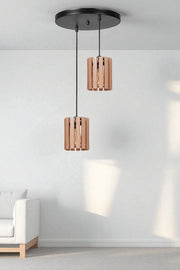 Candeeiro de Teto – altura ajustável 80 cm – Carvalho e Preto – corpo em metal