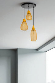 Candeeiro de Teto – 80 cm – Mostarda e Preto – Metal