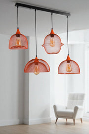 Candeeiro de Teto de metal – altura ajustável 80 cm – laranja e preto