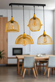 Candeeiro de Teto – Altura Ajustável – Mostarda e Preto – Metal