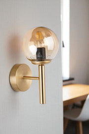 Candeeiro de Parede – Ø15 cm – Mel e Dourado – Metal e Vidro