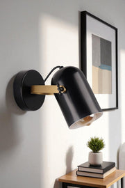 Candeeiro de Parede – Ø11 h:17 cm – Preto e Dourado – Metal