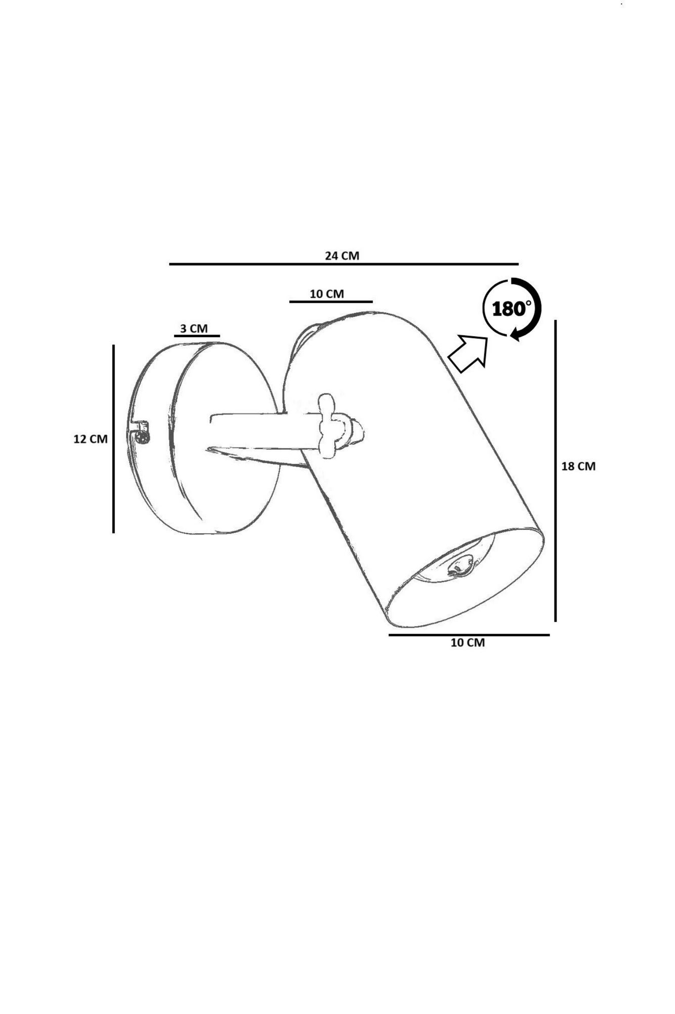 Candeeiro de Parede – Ø11 h:17 cm – Preto e Dourado – Metal