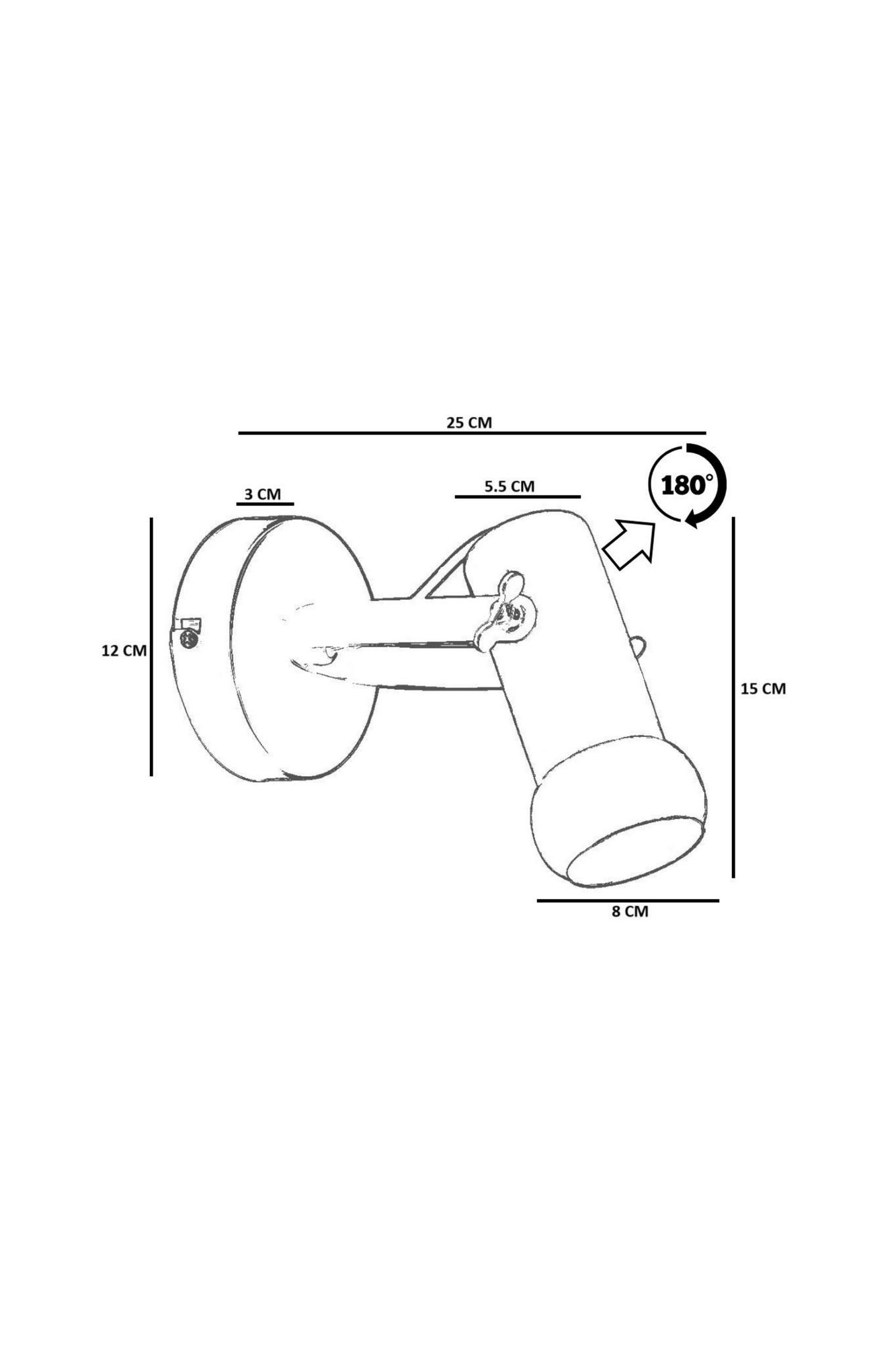 Candeeiro de Parede – Ø8h:15 cm – Preto e Nogueira – Metal e Madeira