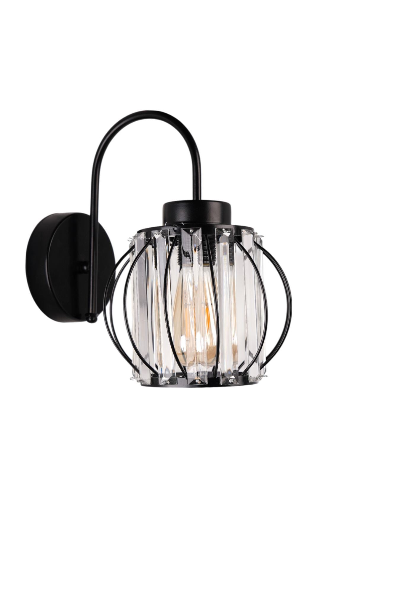 Aplique de Parede – 20x16 cm – Preto – Metal e Vidro