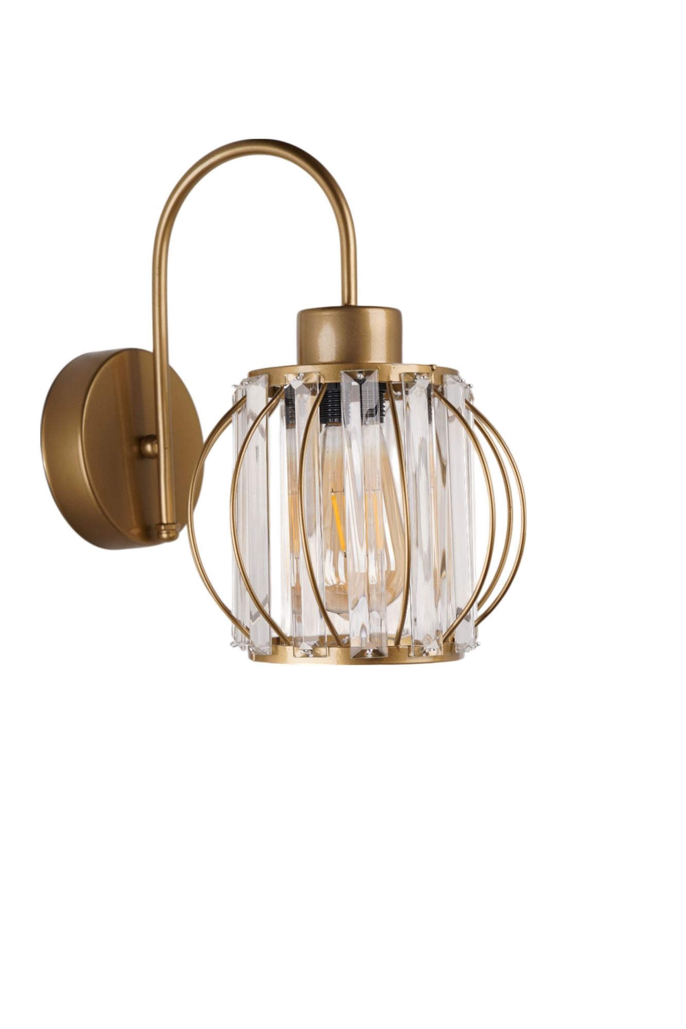 Candeeiro de Parede – Ø20 h:16 cm – Dourado – Metal e Vidro