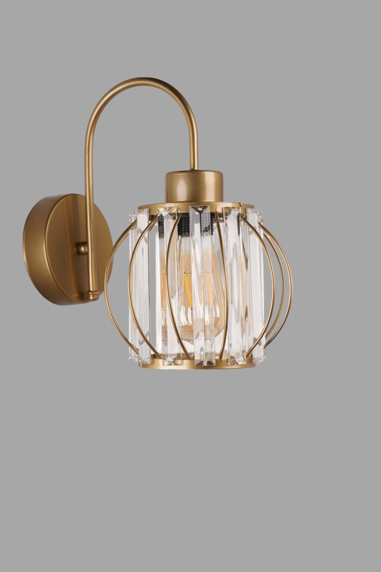 Candeeiro de Parede – Ø20 h:16 cm – Dourado – Metal e Vidro