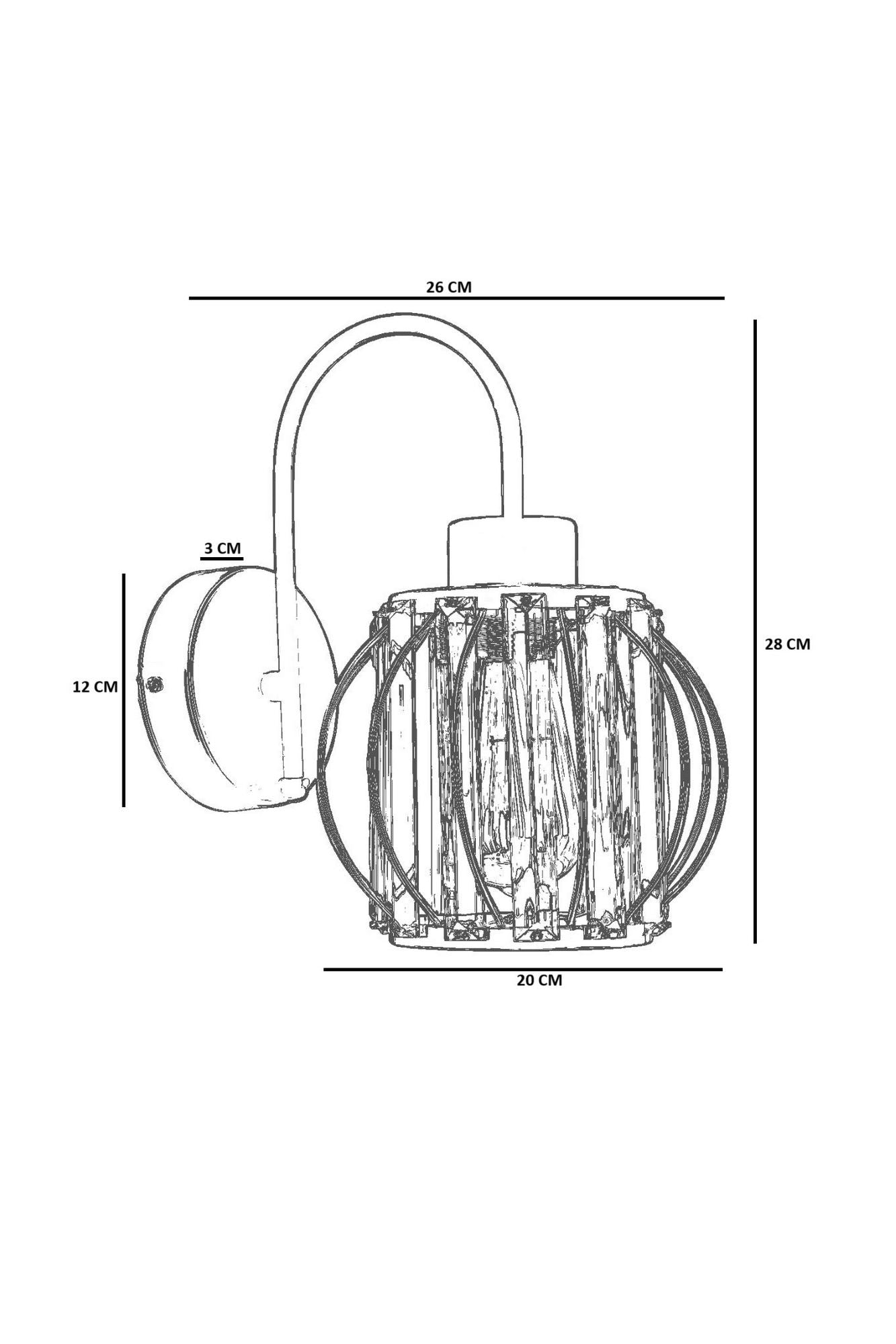 Candeeiro de Parede – Ø20 h:16 cm – Dourado – Metal e Vidro