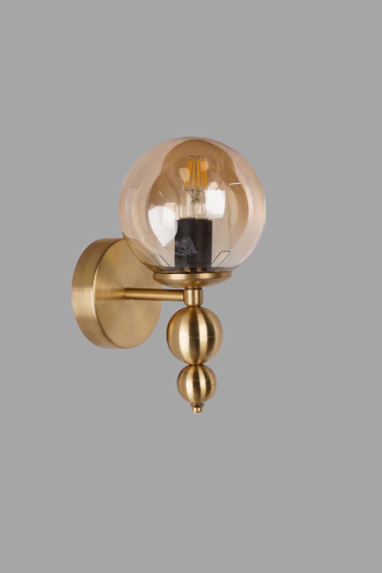 Candeeiro de Parede – Ø12 h:3 cm – Mel e Dourado – Metal e Vidro