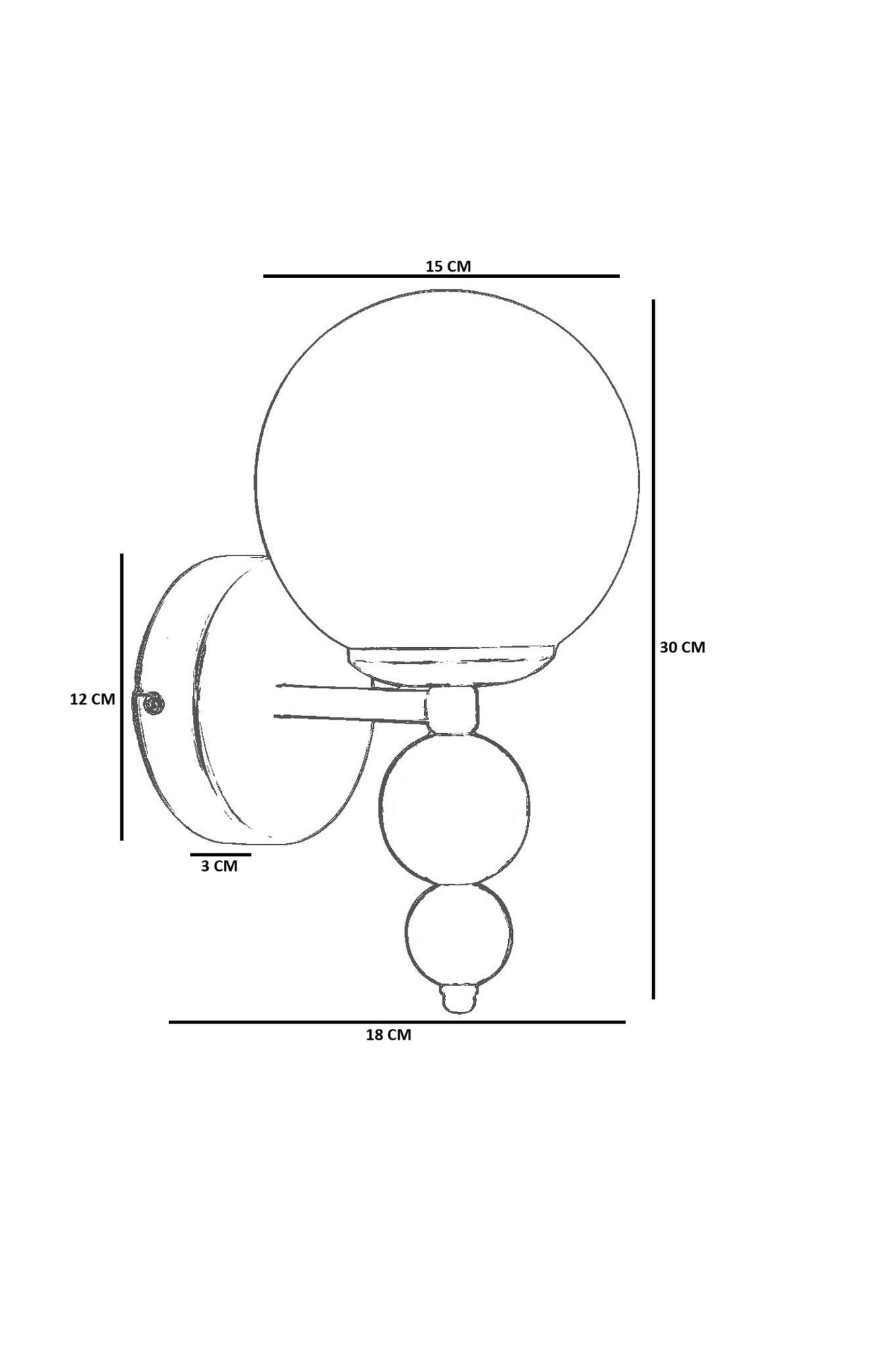 Candeeiro de Parede – Ø12 h:3 cm – Mel e Dourado – Metal e Vidro
