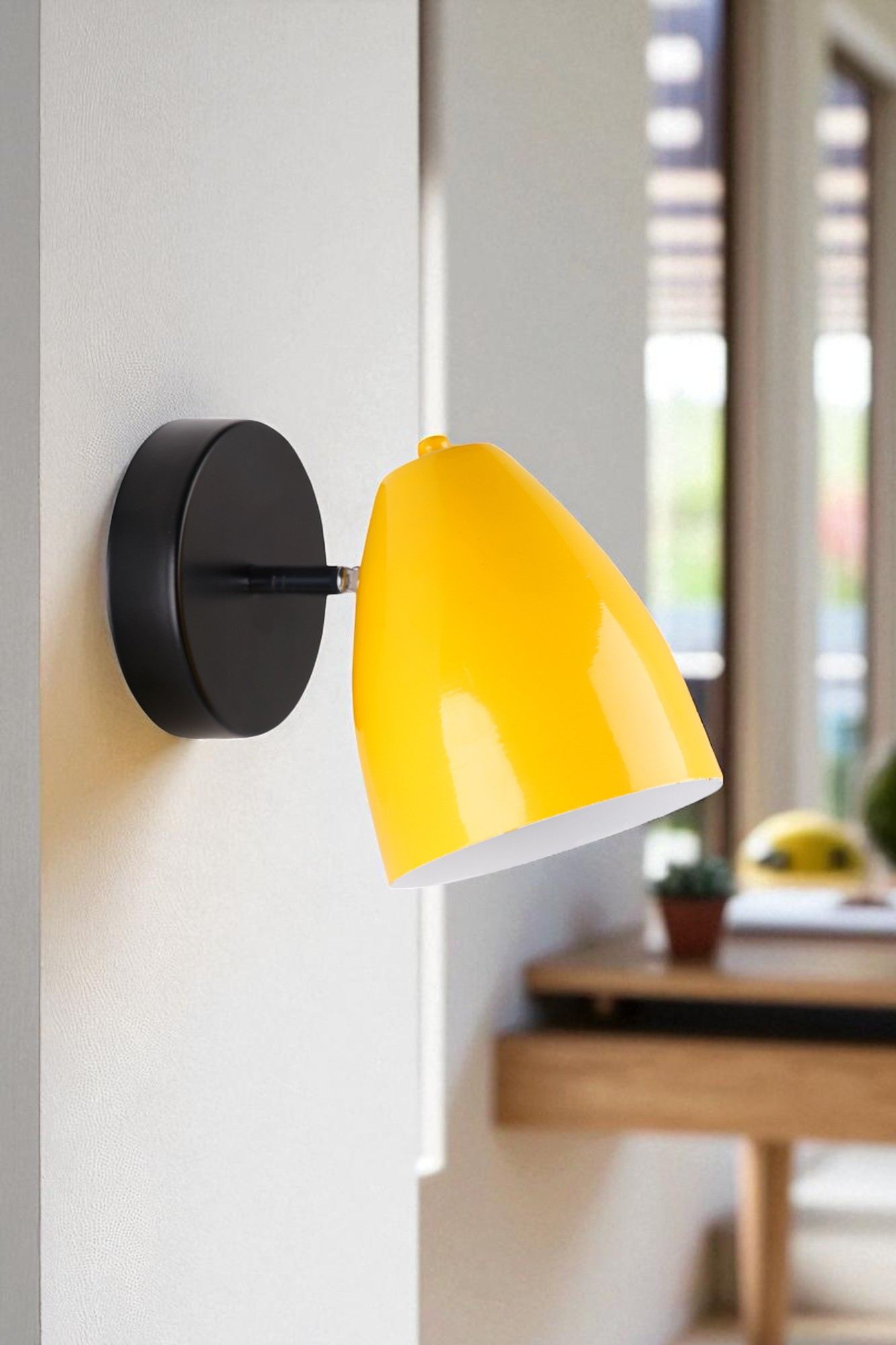 Candeeiro de Parede – Ø12,5 cm – Mostarda e Preto – Metal