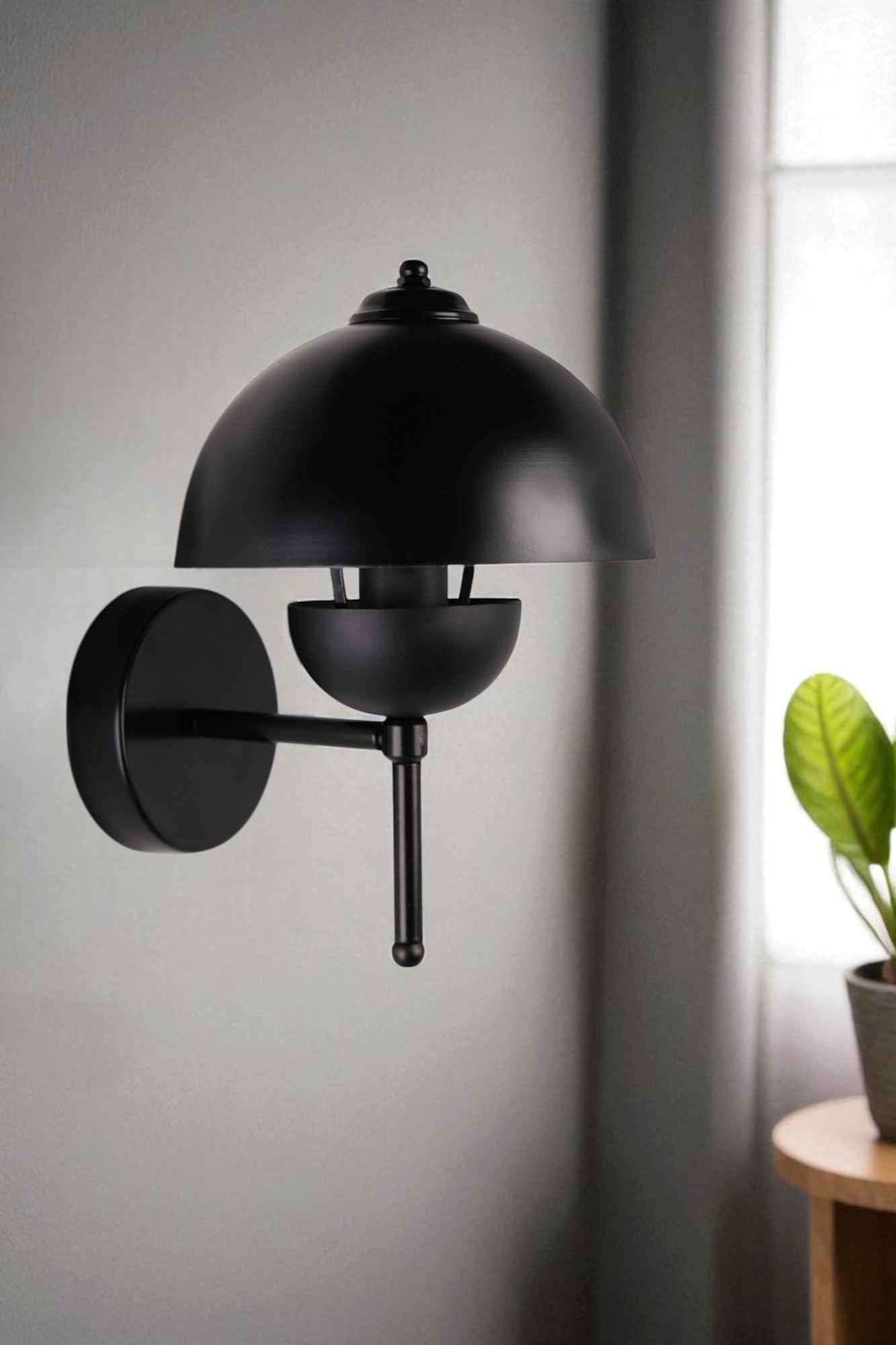 Candeeiro de Parede – 32 cm – Preto – Metal