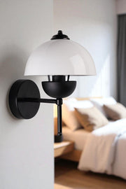 Candeeiro de Parede – Ø15x15 cm – Branco e Preto – Metal