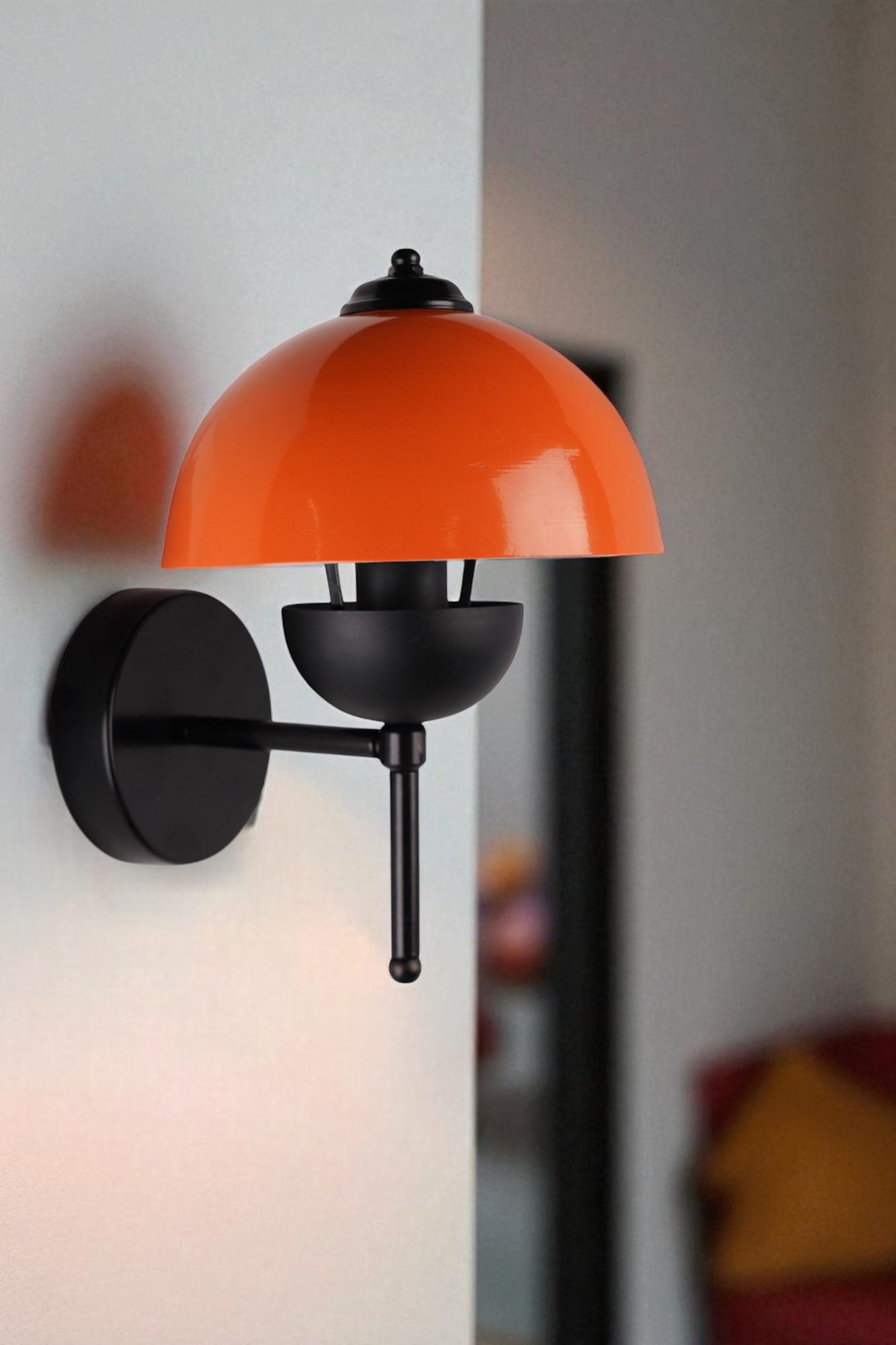 Candeeiro de Parede – Ø15x15 cm – Laranja e Preto – Metal