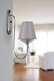 Candeeiro de Parede – 53 cm de altura – Cinza e Cromado – Metal e Tecido