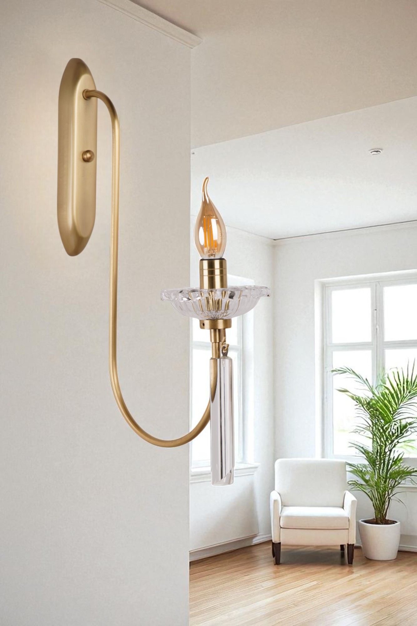 Candeeiro de Parede – 53 cm de altura – Dourado – Metal