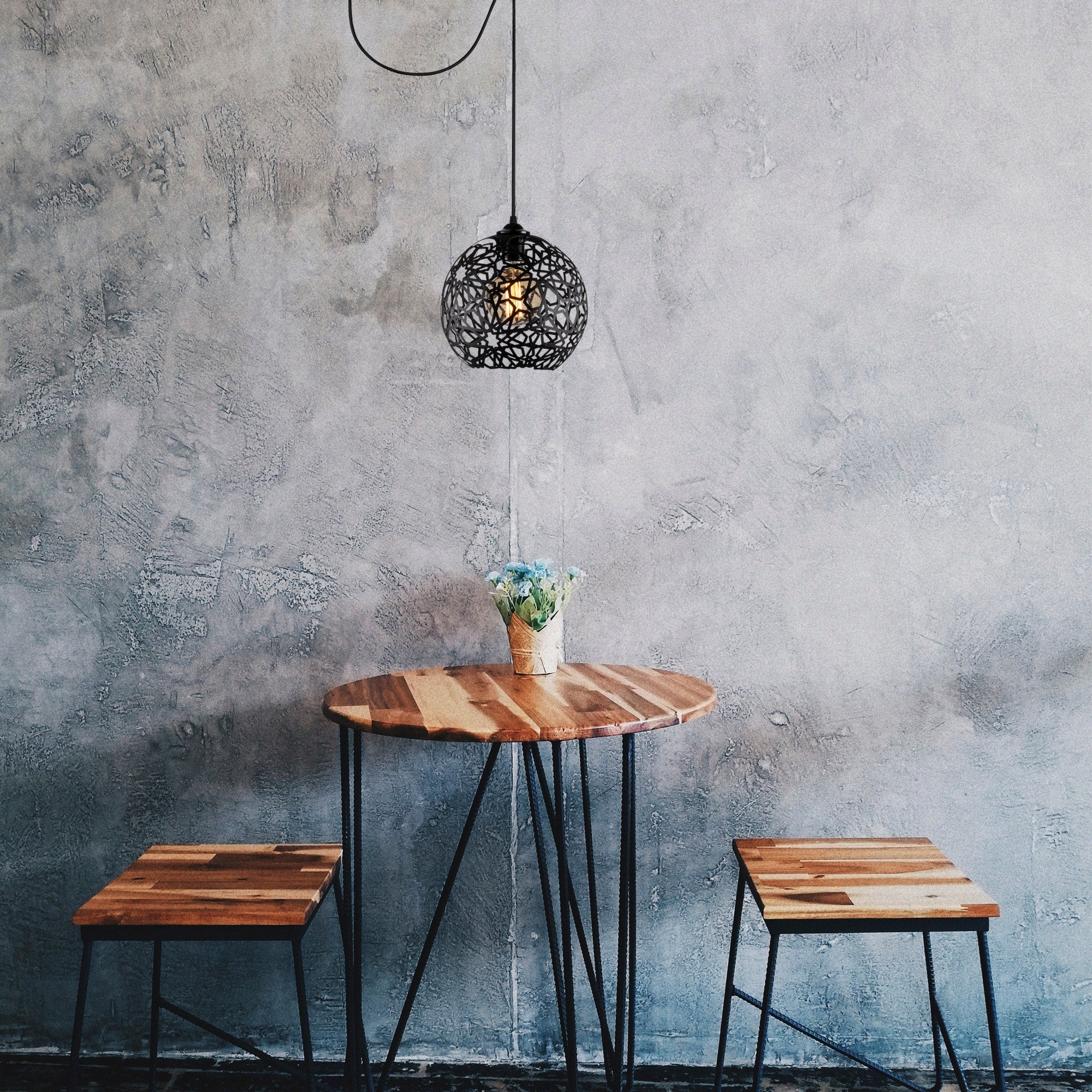 Candeeiro de Teto Preto Moderno, Corpo em Ferro, 70 x 25 cm, Altura 115 cm, Ajustável, E27 Máx. 40 W, IP20 | Design Escandinavo e Sudoeste Elegante