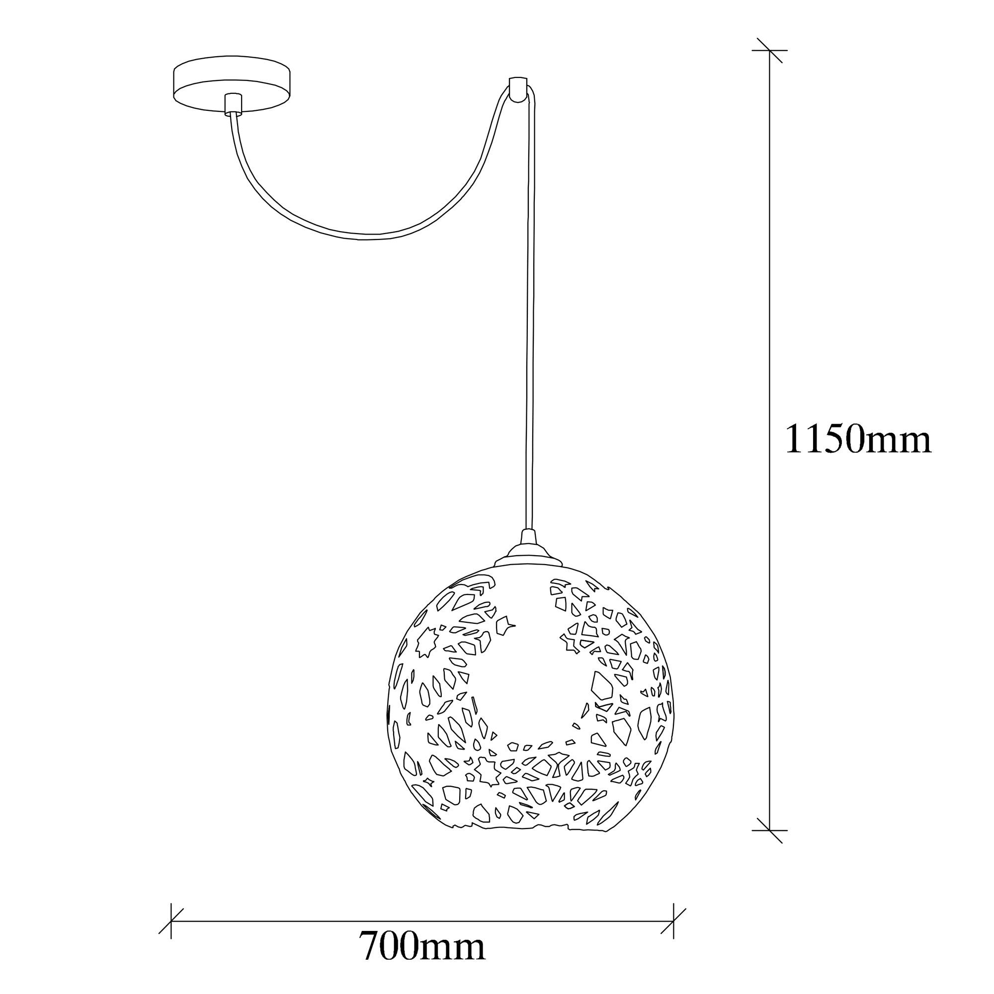 Candeeiro de Teto Preto Moderno, Corpo em Ferro, 70 x 25 cm, Altura 115 cm, Ajustável, E27 Máx. 40 W, IP20 | Design Escandinavo e Sudoeste Elegante