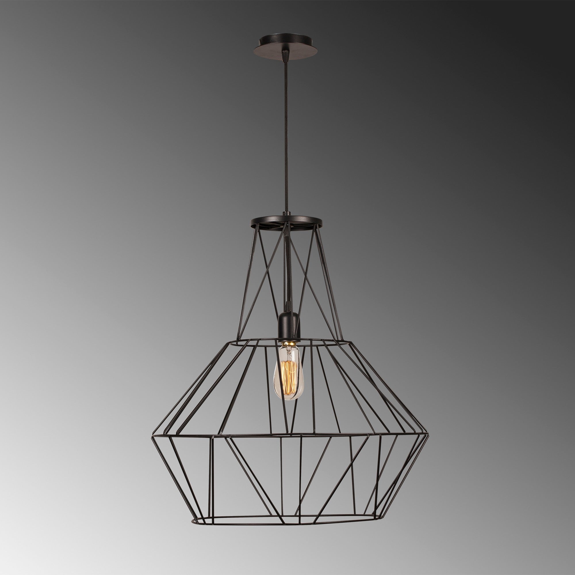 Candeeiro de Teto preto moderno, 50 cm de diâmetro, 148 cm de altura | Soquete E27 ajustável, corpo de metal, design elegante para casa e escritório | Classificação IP20