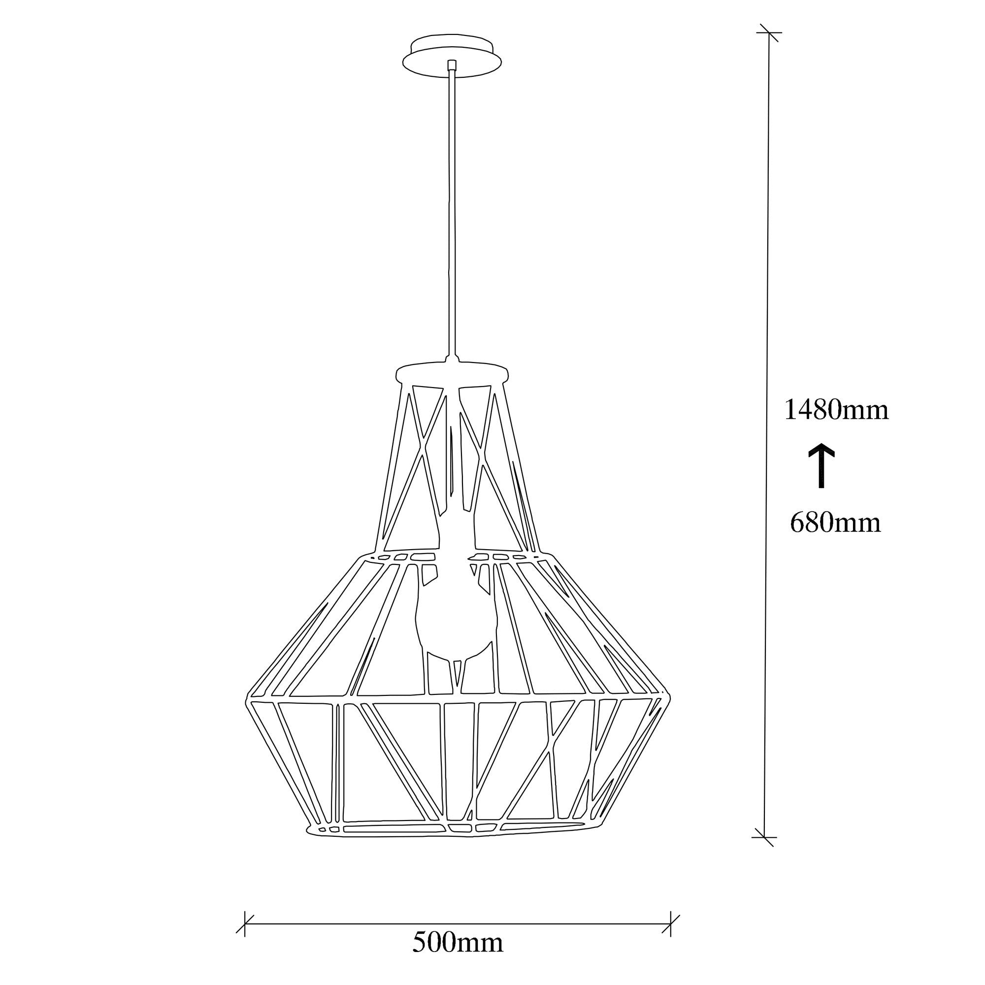 Candeeiro de Teto preto moderno, 50 cm de diâmetro, 148 cm de altura | Soquete E27 ajustável, corpo de metal, design elegante para casa e escritório | Classificação IP20