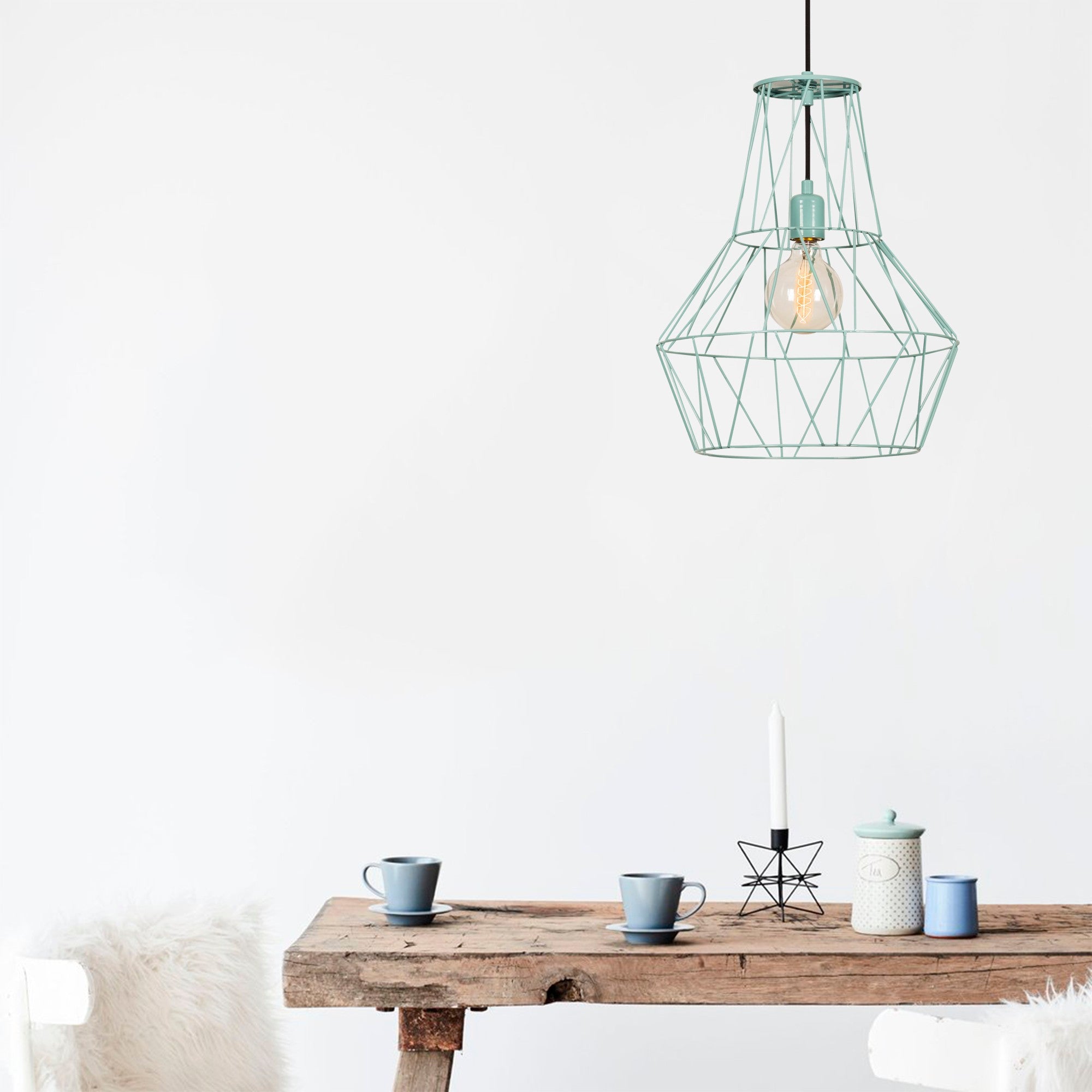 Candeeiro de Teto azul moderno, corpo de metal, 37 cm de diâmetro, 137 cm de altura, ajustável, soquete E27, iluminação elegante para decoração de casa e escritório