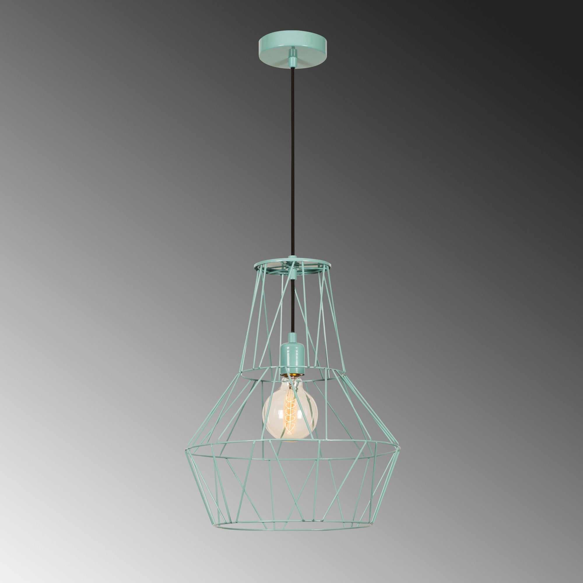 Candeeiro de Teto azul moderno, corpo de metal, 37 cm de diâmetro, 137 cm de altura, ajustável, soquete E27, iluminação elegante para decoração de casa e escritório