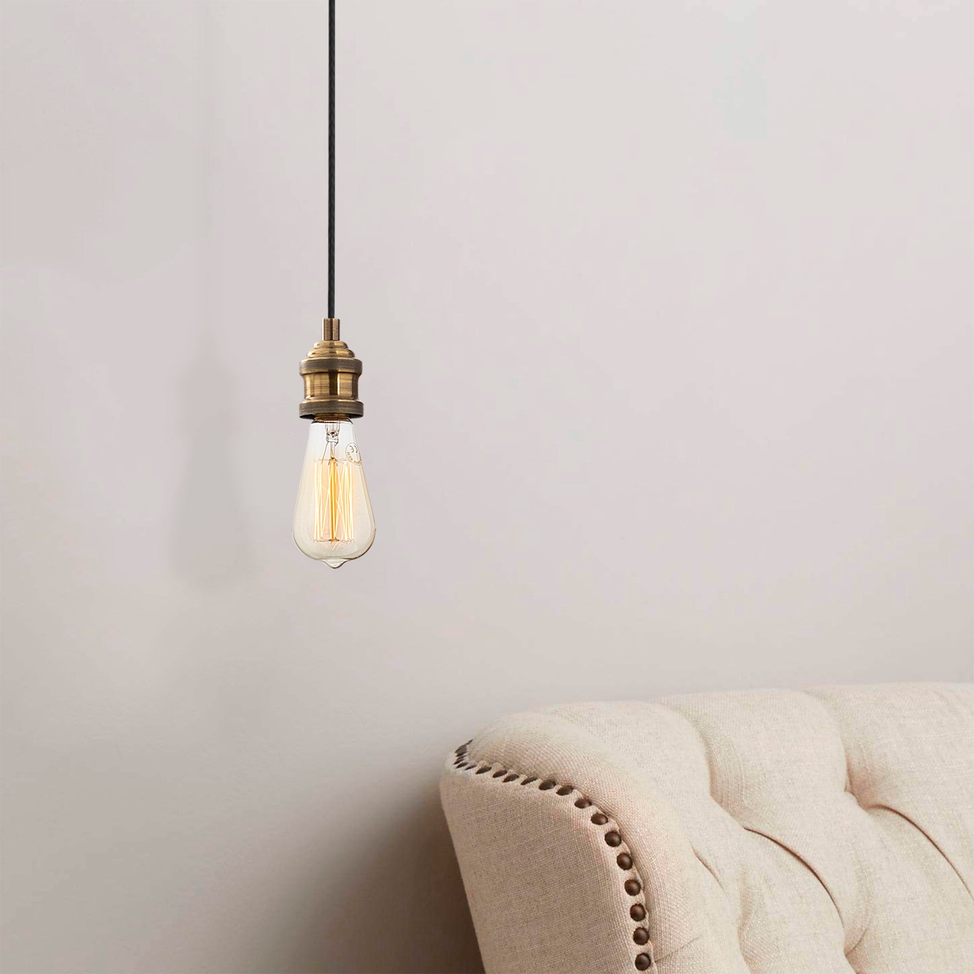 Lustre Vintage Moderno, Corpo de Metal, 6 cm de Diâmetro, 102 cm de Altura, Ajustável, E27 Máx. 40 W, IP20 | Iluminação Elegante para Decoração de Casa e Escritório
