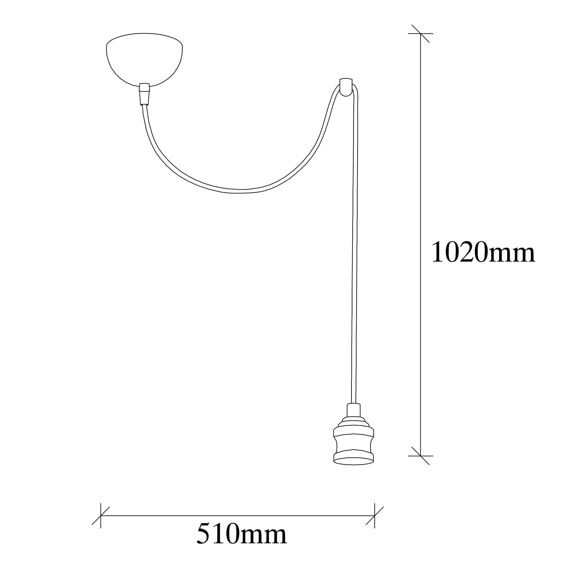 Lustre Vintage Moderno, Corpo em Metal, 51 x 6 cm, Altura: 102 cm, Ajustável, E27 Máx. 40 W, IP20 | Iluminação Elegante para Casa e Escritório