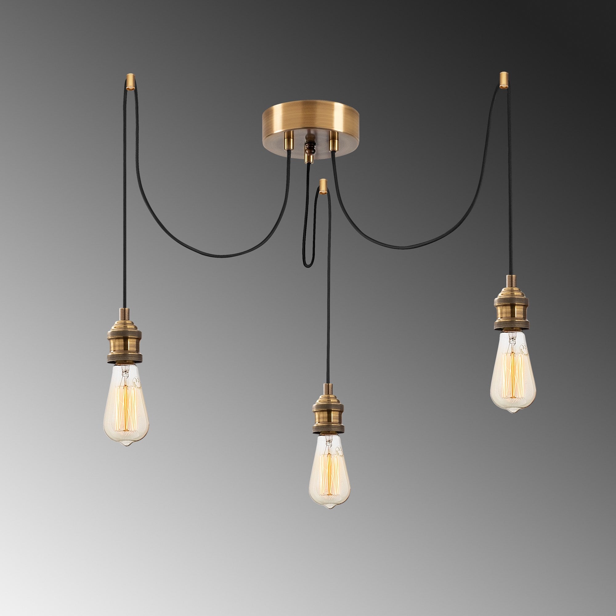 Candeeiro de Teto vintage moderno, corpo de metal, 96 x 96 cm, altura 102 cm, ajustável, 3 x E27 máx. 40 W, design elegante para casa e salas de jantar