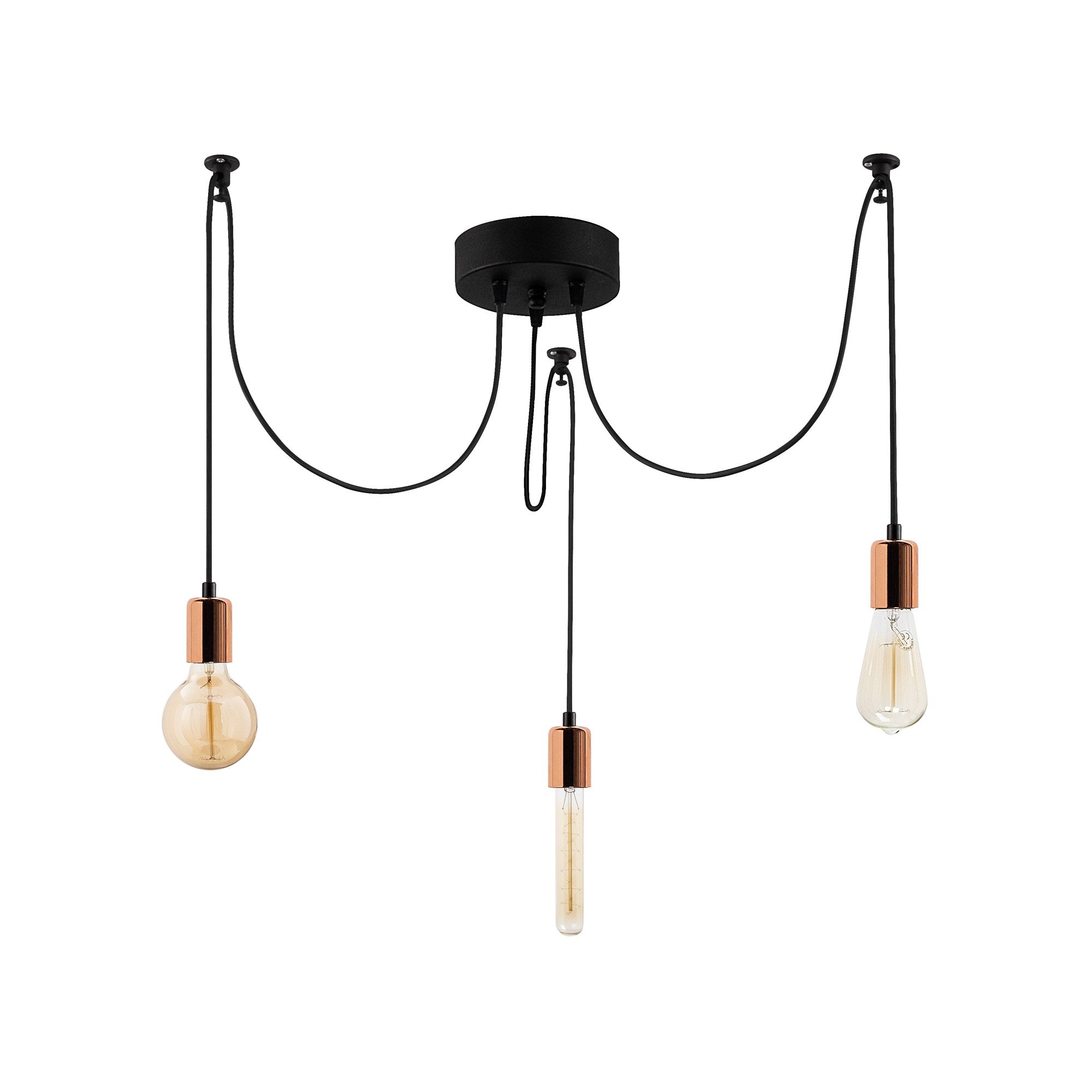 Candeeiro de Teto moderno de cobre, 96 x 96 cm, altura ajustável, 3 x E27, máx. 40 W | Corpo de metal elegante, IP20 | Perfeito para ambientes contemporâneos