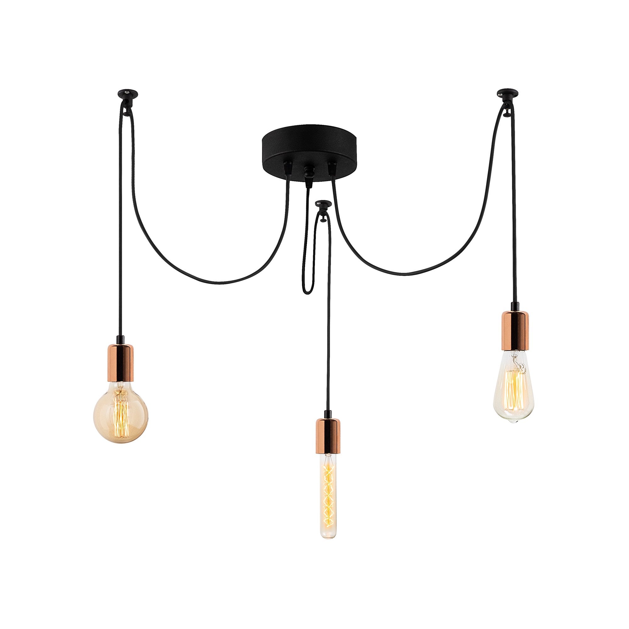 Candeeiro de Teto moderno de cobre, 96 x 96 cm, altura ajustável, 3 x E27, máx. 40 W | Corpo de metal elegante, IP20 | Perfeito para ambientes contemporâneos