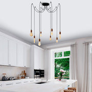 Candeeiro de Teto moderno de cobre, 156 x 156 cm, altura ajustável de 102 cm | Corpo de metal, 8 x E27 máx. 40 W | Iluminação elegante para residências e escritórios