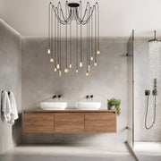 Candeeiro de Teto moderno de cobre, altura ajustável de 102 cm, 216 x 216 cm | Corpo de metal, 14 x E27 máx. 40 W | Iluminação elegante para residências e escritórios