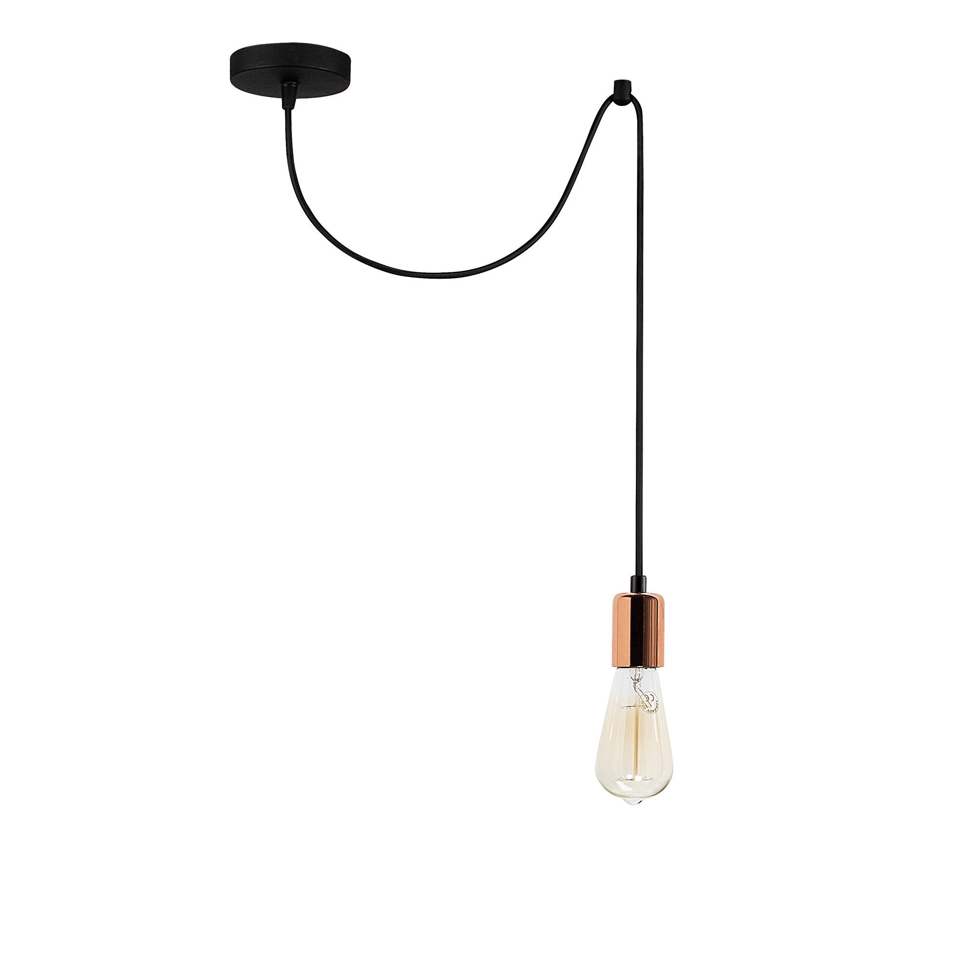 Candeeiro de Teto moderno de cobre, altura ajustável de 102 cm, corpo de metal, soquete E27 máx. 40 W, 51 x 6 cm | Iluminação elegante para decoração de casa e escritório