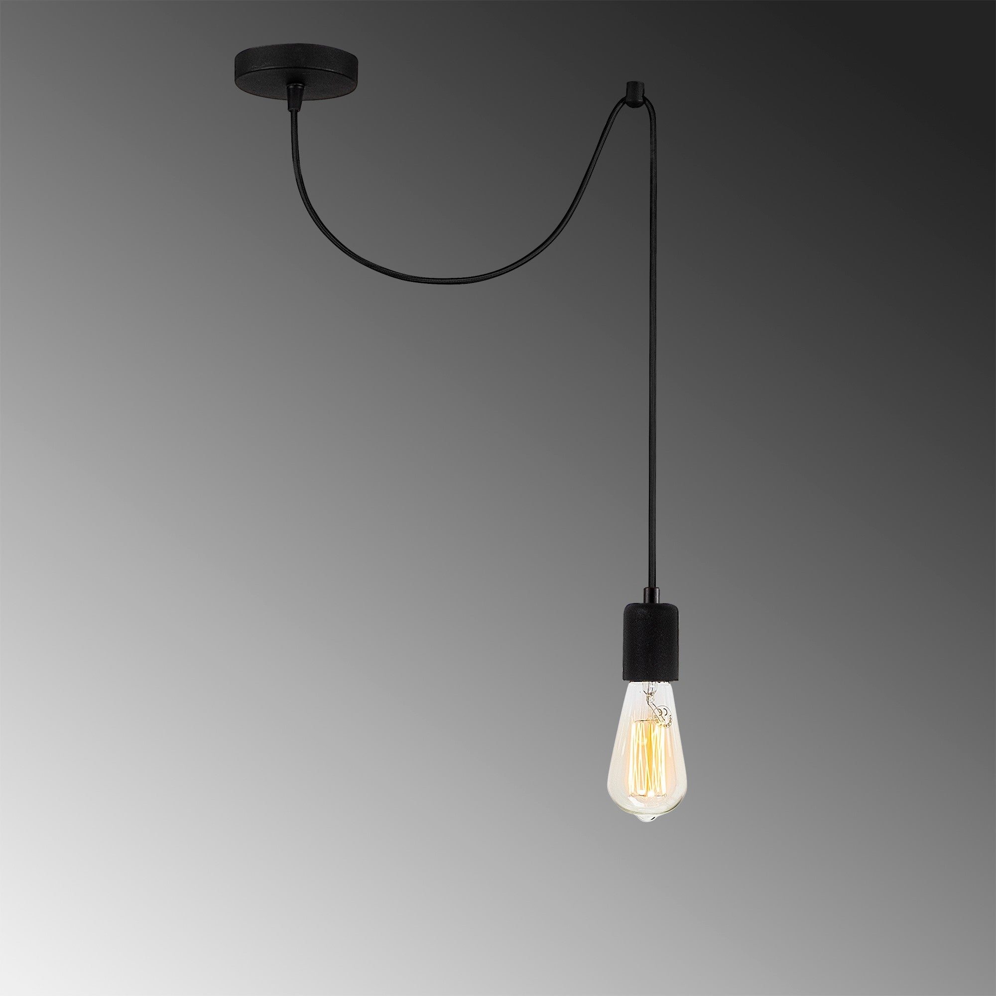 Candeeiro de Teto Industrial Moderno, Corpo em Metal Preto, 51 x 6 cm, Altura: 102 cm, Ajustável, E27 Máx. 40 W, IP20 | Iluminação Elegante para Casa e Escritório