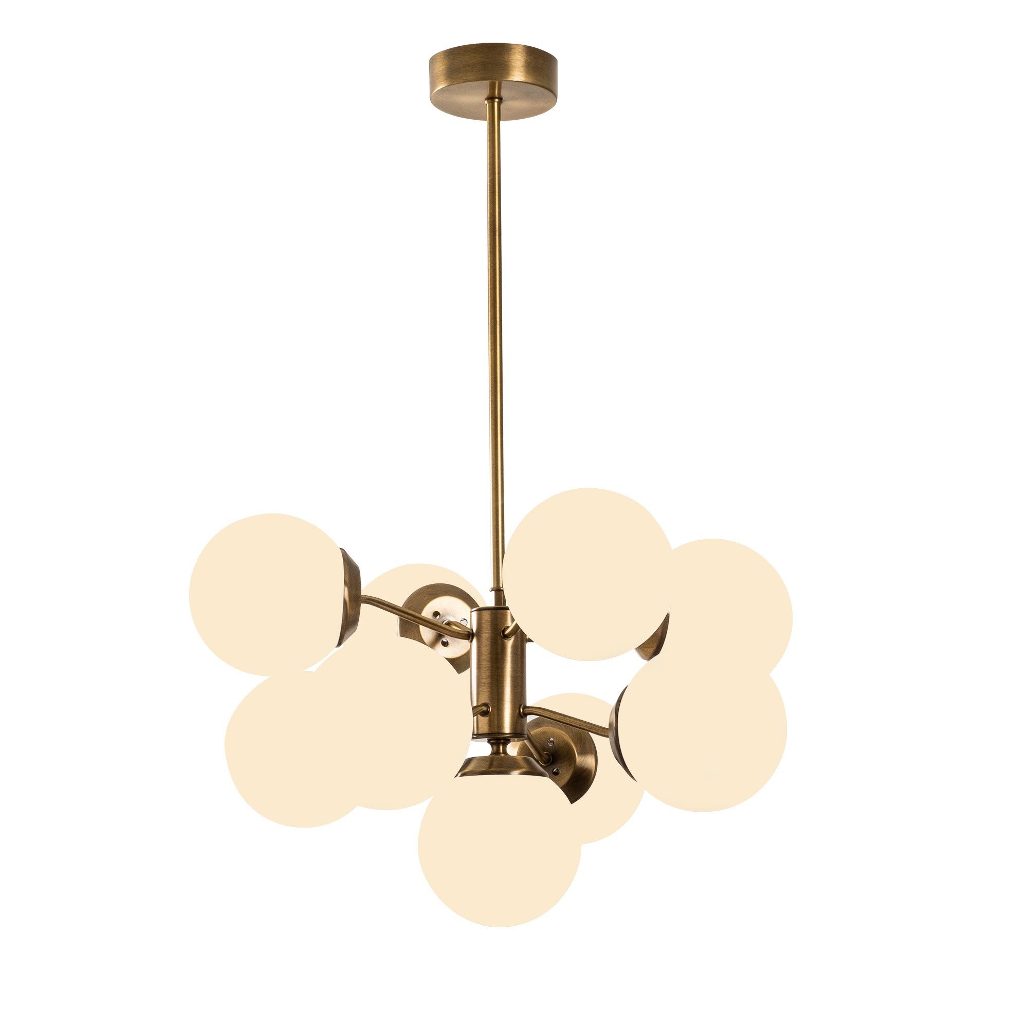 Candeeiro de Teto moderno com corpo de metal e tampa de vidro, 70 cm de diâmetro, 80 cm de altura | Design vintage e branco, 9 x E27 máx. 40 W | Estilo glamouroso e escandinavo