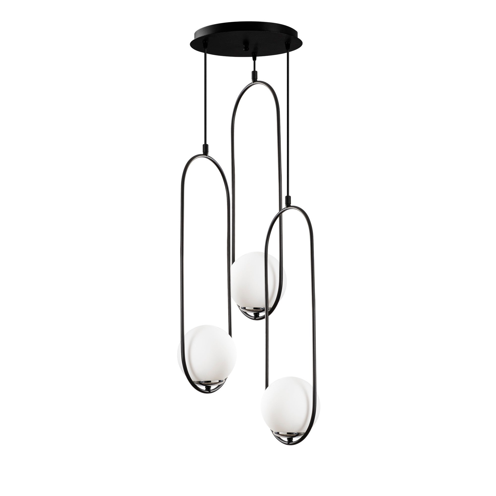 Candeeiro de Teto Industrial Moderno, Corpo em Metal Preto, 44 cm de Diâmetro, 146 cm de Altura | 3 Soquetes E27, Design Escandinavo Elegante | Perfeito para Casa e Escritório