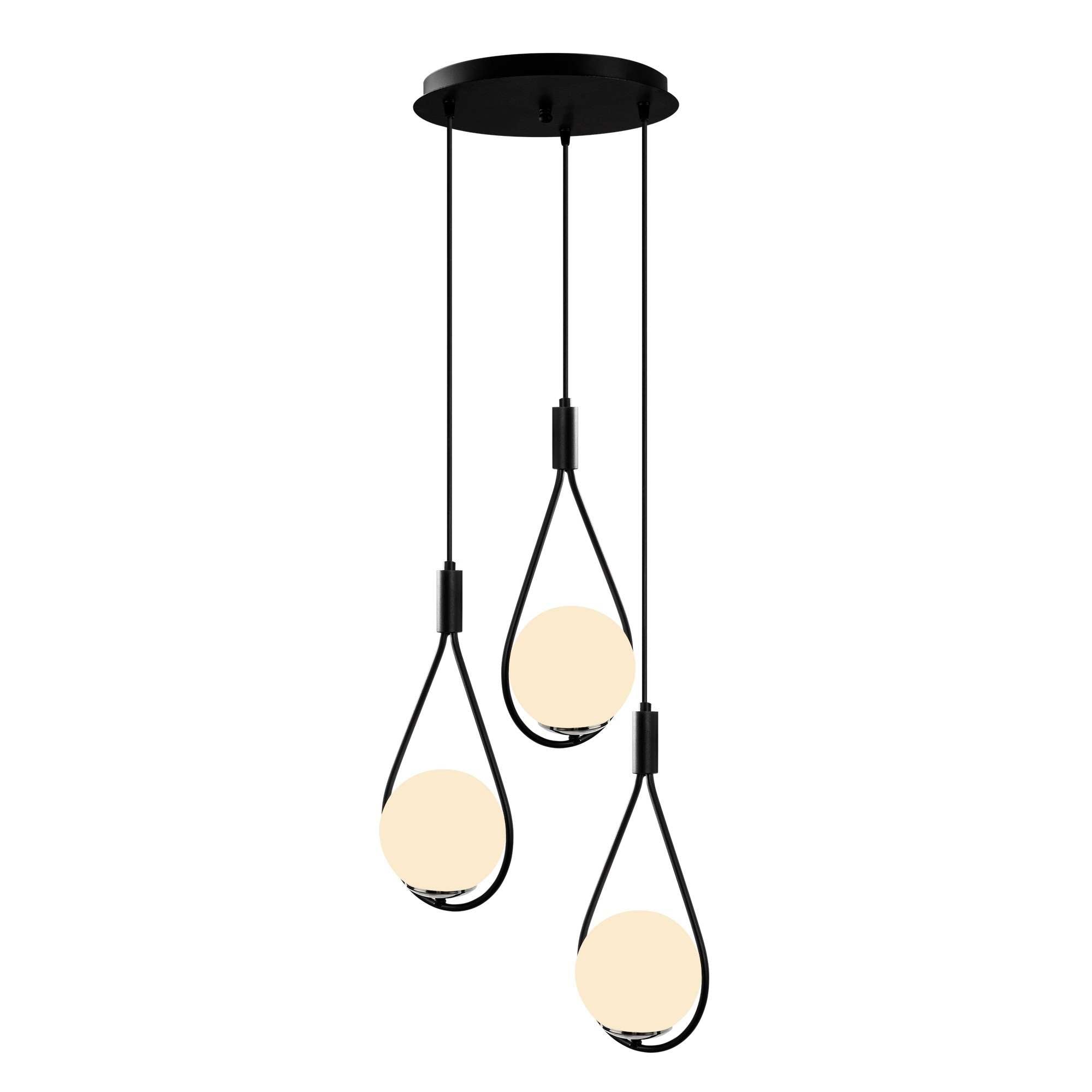 Candeeiro de Teto Industrial Moderno, Corpo em Metal Preto, 46 cm de Diâmetro, 136 cm de Altura | 3 Soquetes E27, Design Escandinavo Elegante | Perfeito para Casa e Escritório
