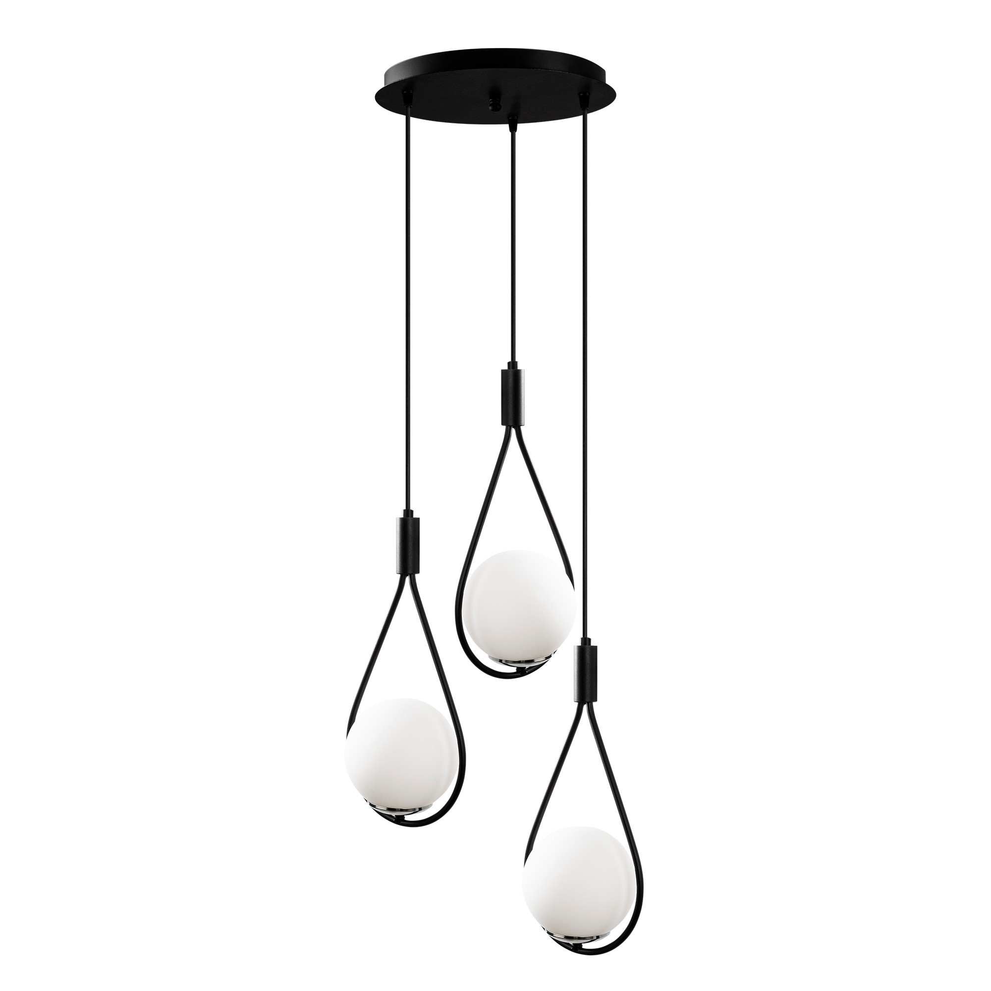 Candeeiro de Teto Industrial Moderno, Corpo em Metal Preto, 46 cm de Diâmetro, 136 cm de Altura | 3 Soquetes E27, Design Escandinavo Elegante | Perfeito para Casa e Escritório