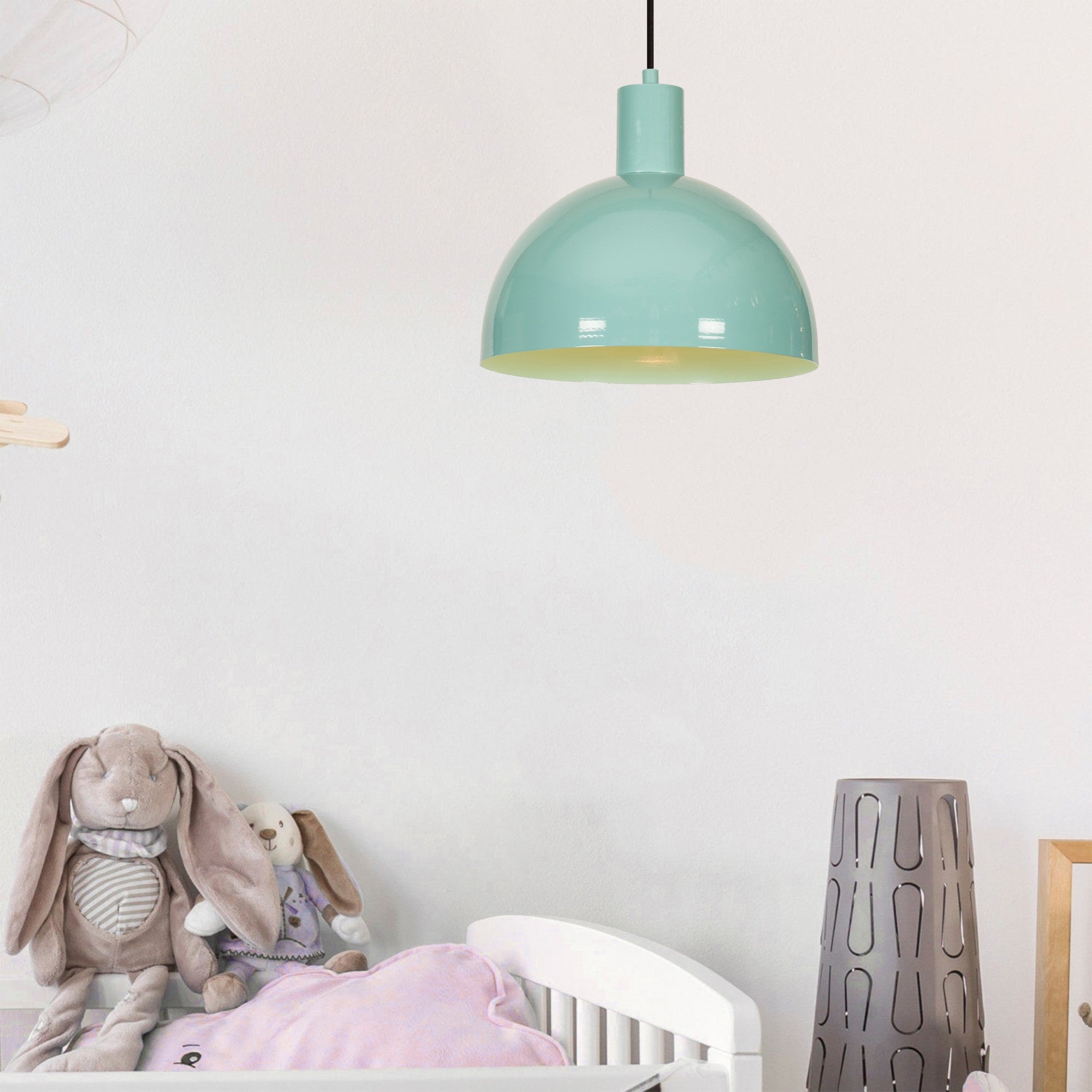 Candeeiro de Teto moderno turquesa, corpo de metal, 30 cm de diâmetro, 117 cm de altura | Soquete E27, máx. 40 W | Design elegante em cor sólida para decoração de casa