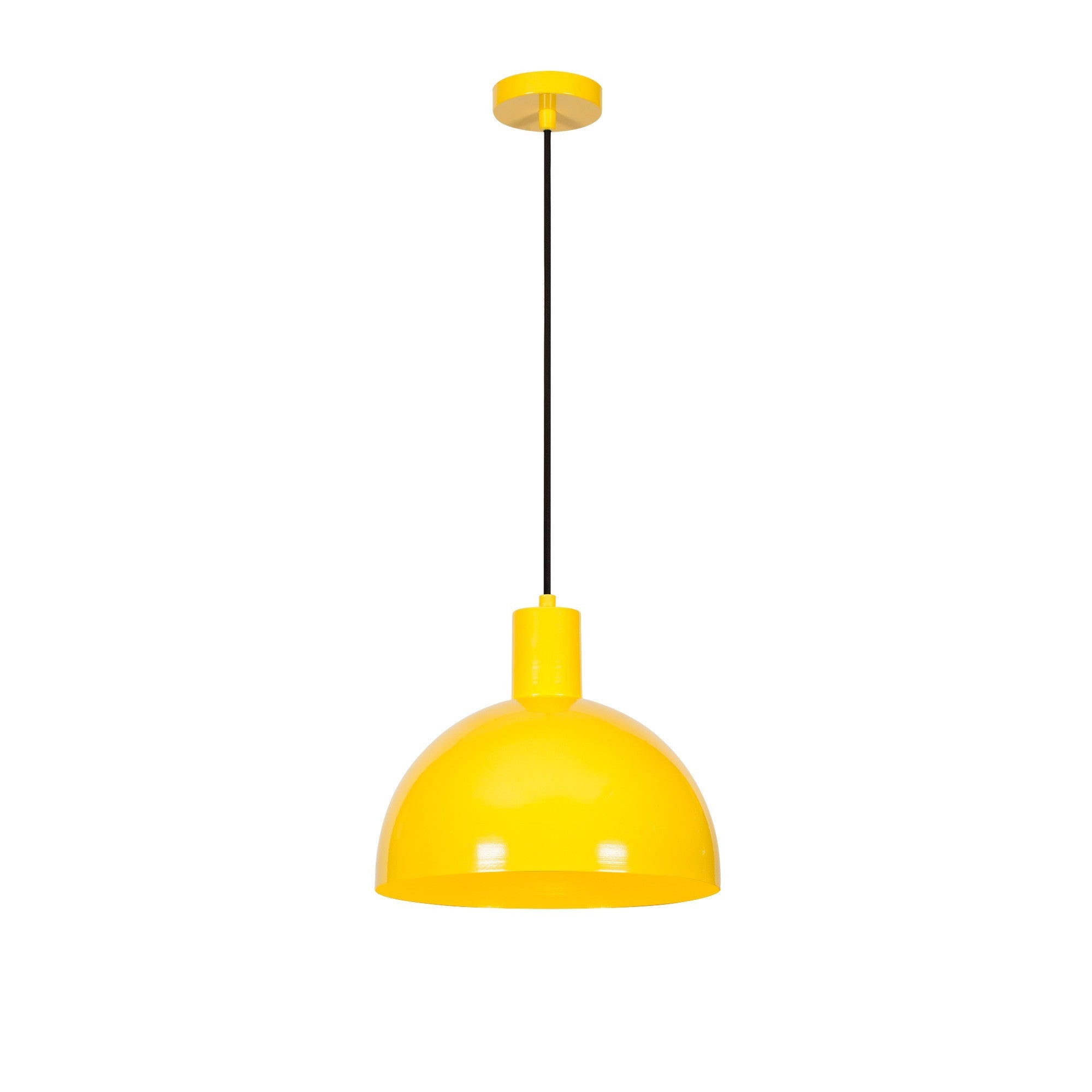 Candeeiro de Teto Amarelo Moderno, Corpo de Metal, 30 cm de Diâmetro, 117 cm de Altura | Soquete E27, Máx. 40 W | Design Elegante em Cor Sólida para Decoração de Casa