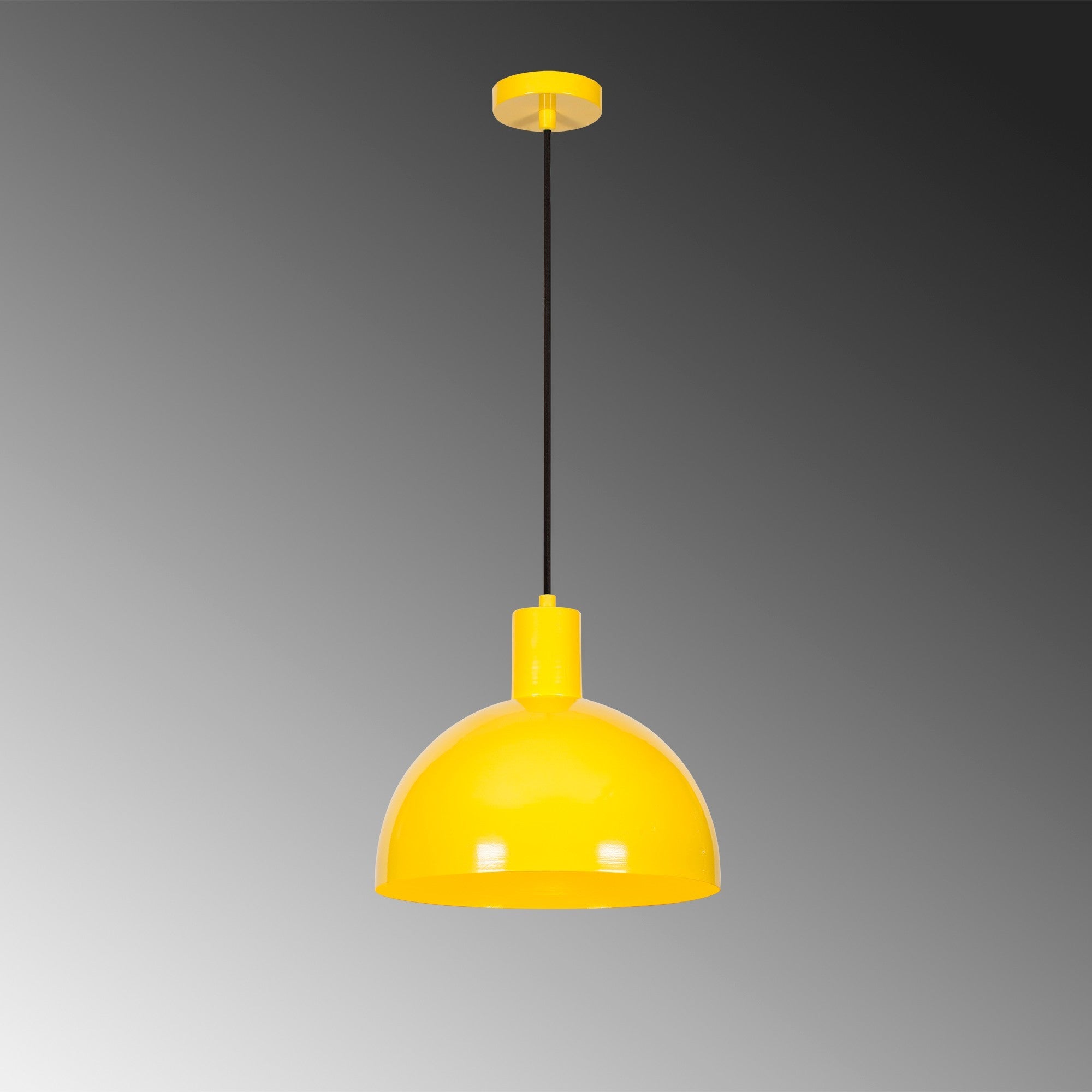 Candeeiro de Teto Amarelo Moderno, Corpo de Metal, 30 cm de Diâmetro, 117 cm de Altura | Soquete E27, Máx. 40 W | Design Elegante em Cor Sólida para Decoração de Casa