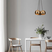 Lustre Vintage Elegante, Corpo em Metal, 40 cm de Diâmetro, 113 cm de Altura | 3 Soquetes E27, IP20 | Design Escandinavo Moderno e Glamouroso para Interiores Elegantes