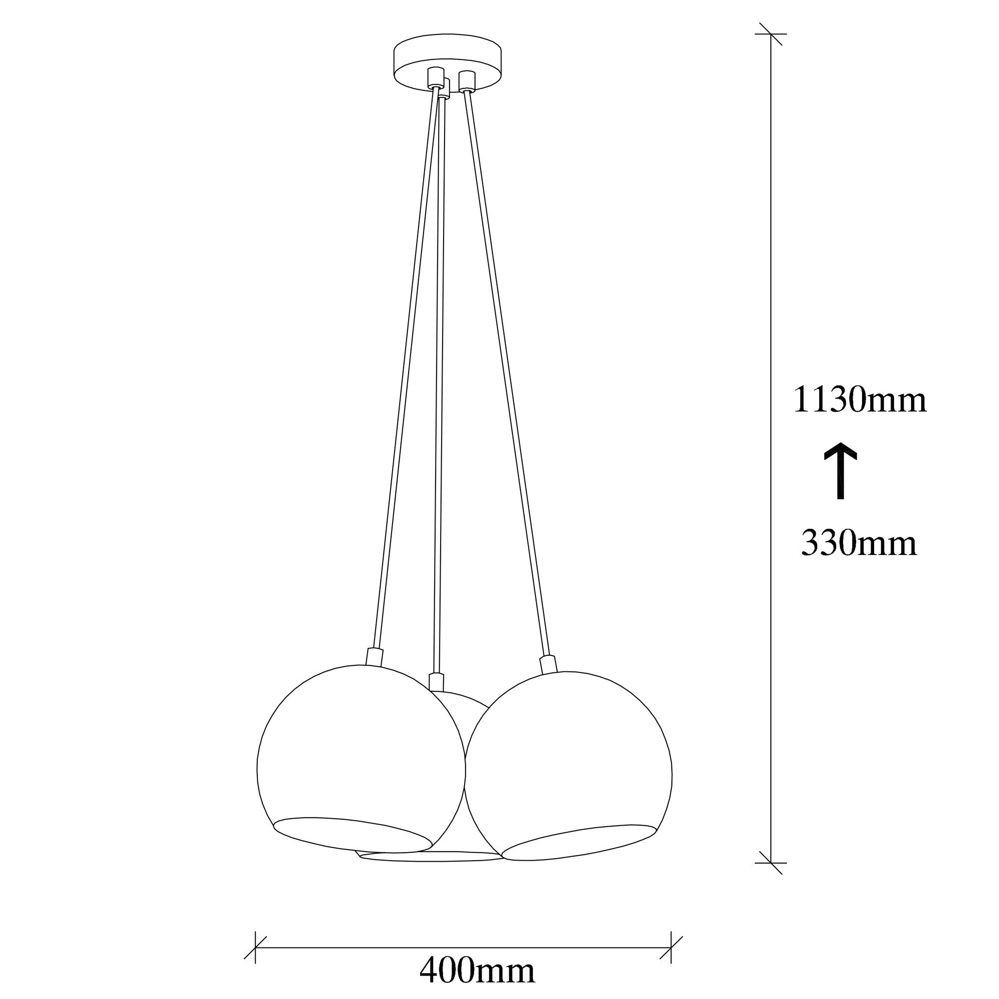 Lustre Vintage Elegante, Corpo em Metal, 40 cm de Diâmetro, 113 cm de Altura | 3 Soquetes E27, IP20 | Design Escandinavo Moderno e Glamouroso para Interiores Elegantes
